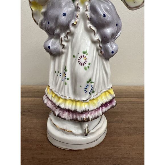 Vtg 8" Woman in Blue Hat Gold Trim Figurine Made in Japan Hand Painted Porcelain - Picture 5 of 15